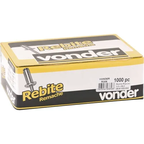 Rebite de repuxo em alumínio 2,4 x 6 mm com 100 peças 