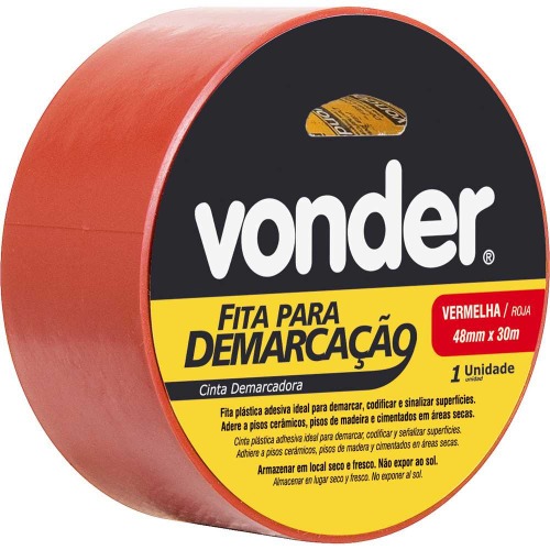 Fita adesiva para demarcao 48 mm x 30 m vermelho