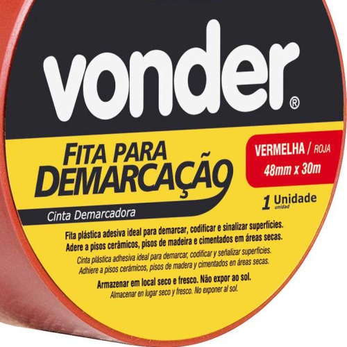 Fita adesiva para demarcao 48 mm x 30 m vermelho