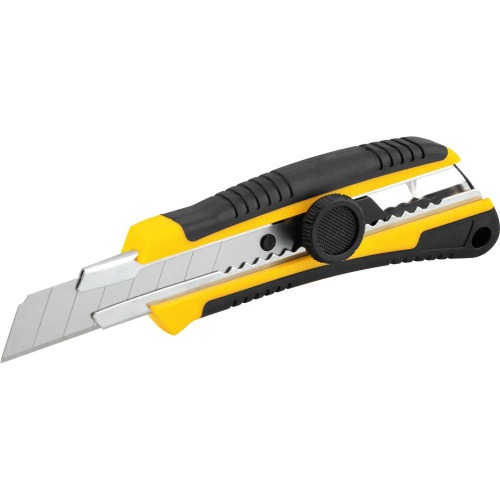 Estilete largo 18 mm emborrachado trava giratória - ES 180  Estilete largo 18 mm emborrachado trava giratória - ES 180