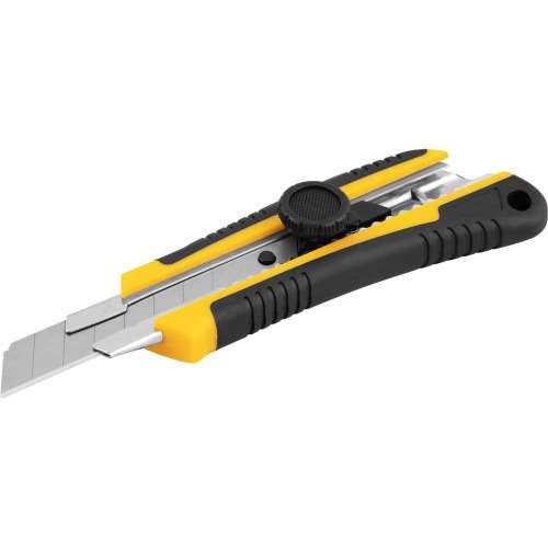 Estilete largo 18 mm emborrachado trava giratória - ES 180  Estilete largo 18 mm emborrachado trava giratória - ES 180