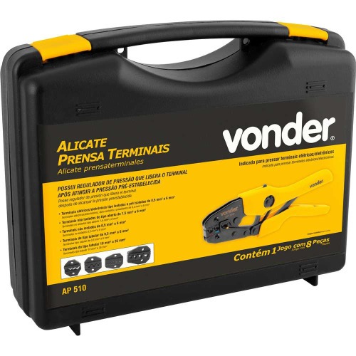 Alicate prensa terminais para fios e cabos com bitolas de 1 a 16 mm 