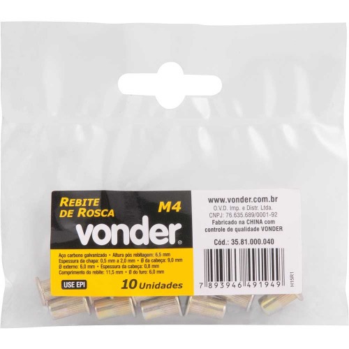 Rebite de rosca M4 com 10 peças Rebite de rosca M4 com 10 peças