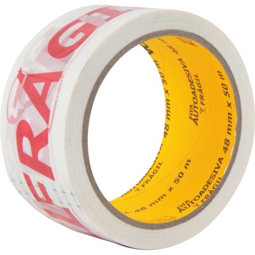 Fita adesiva impressa frgil 48 mm x 50 m preta