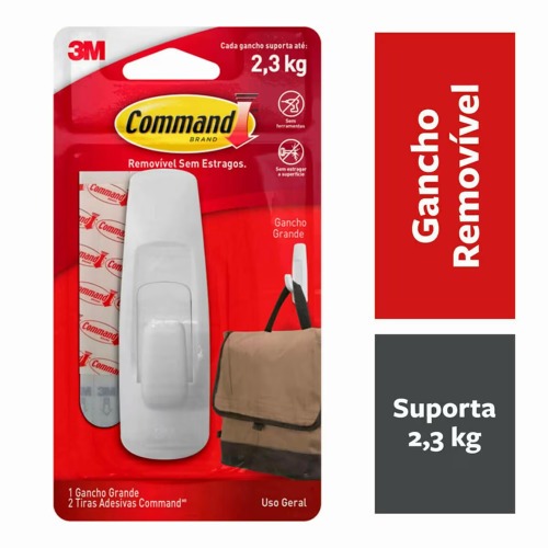 Gancho para fixar em paredes com adesivo grande - COMMAND