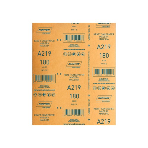 Folha de lixa para laca e verniz 225 x 275 mm - A219 Folha de lixa para laca e verniz 225 x 275 mm - A219