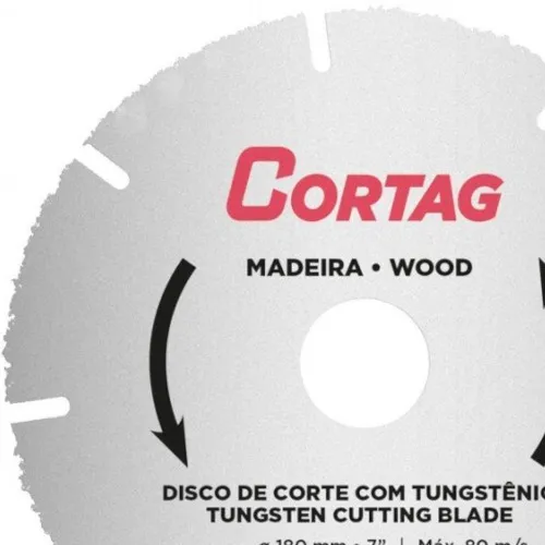 Disco de corte para madeira em tungstênio 180 x 22,2 mm - 60649