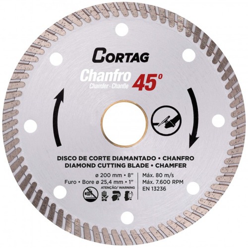 Disco diamantado 200 mm para corte chanfrado 45 para cermica e mrmore - 61681