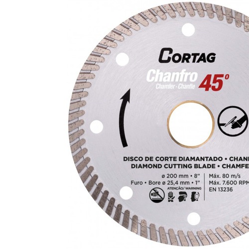 Disco diamantado 200 mm para corte chanfrado 45 para cermica e mrmore - 61681