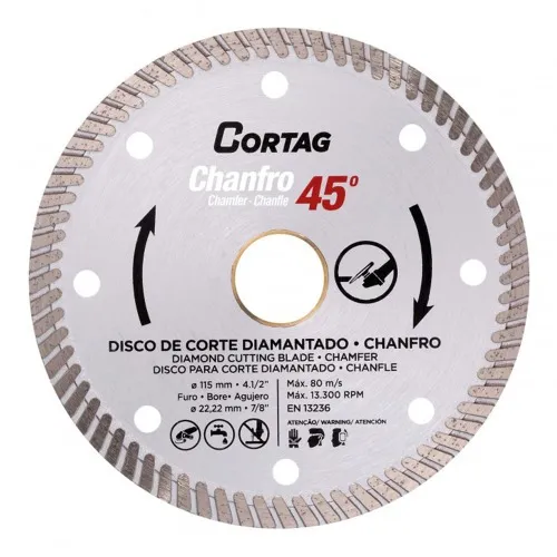 Disco diamantado 115 mm para corte chanfrado 45° para cerâmica e mármore - 61907