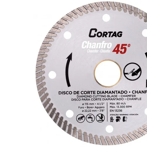 Disco diamantado 115 mm para corte chanfrado 45° para cerâmica e mármore - 61907