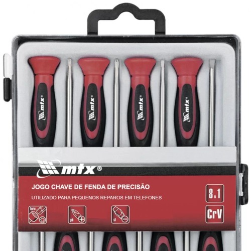 Jogo de chave de preciso fenda/phillips e hexalobular com 8 peas