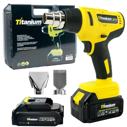 Soprador térmico a bateria 21V com acessórios e 2 Baterias - 07505  110V/220V
