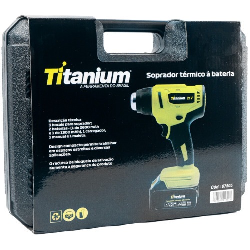 Soprador térmico a bateria 21V com acessórios e 2 Baterias - 07505 110V/220V Soprador térmico a bateria 21V com acessórios e 2 Baterias - 07505 110V/220V