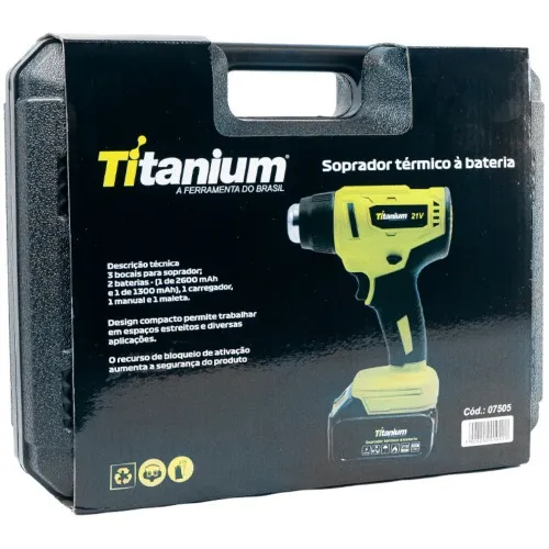 Soprador térmico a bateria 21V com acessórios e 2 Baterias - 07505  110V/220V