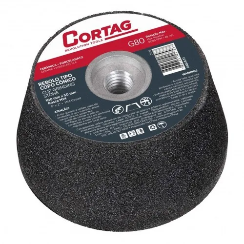 Rebolo cônico para esmerilhadeira angular 100mm rosca M18 G80