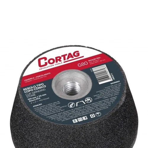 Rebolo cônico para esmerilhadeira angular 100mm rosca M18 G80