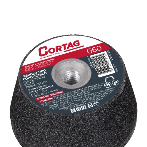 Rebolo cnico para esmerilhadeira angular 75mm rosca M18 G60