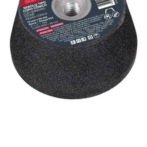 Rebolo cnico para esmerilhadeira angular 75mm rosca M18 G60