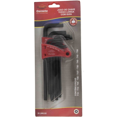 Jogo de chave hexalobular longa T10 a T50 com 9 peças Jogo de chave hexalobular longa T10 a T50 com 9 peças