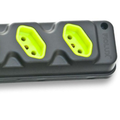 Tomada em barra para extensão com 4 tomadas 2P+T 20A preto/verde - Robust Tomada em barra para extensão com 4 tomadas 2P+T 20A preto/verde - Robust