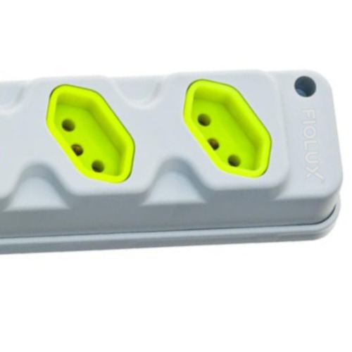 Tomada em barra para extensão com 4 tomadas 2P+T 20A cinza/verde - Robust Tomada em barra para extensão com 4 tomadas 2P+T 20A cinza/verde - Robust