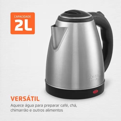 Chaleira elétrica 2 litros 1.200 watts Premium Inox - CE-06  110V