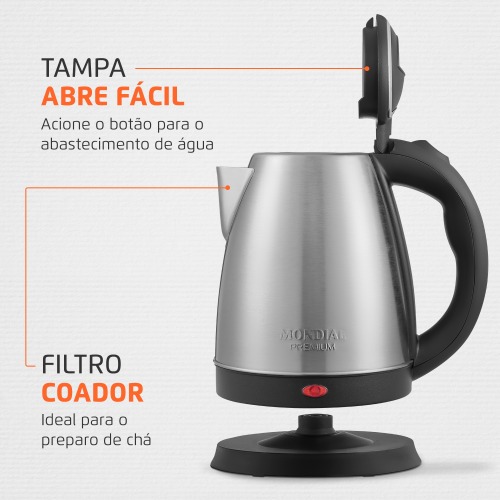 Chaleira elétrica 2 litros 1.200 watts Premium Inox - CE-06  110V Chaleira elétrica 2 litros 1.200 watts Premium Inox - CE-06  110V