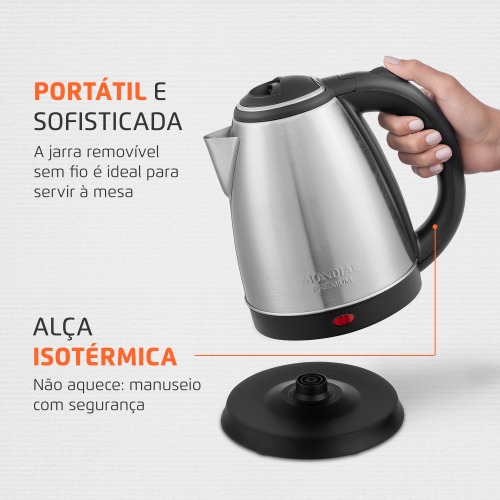 Chaleira elétrica 2 litros 1.200 watts Premium Inox - CE-06  110V Chaleira elétrica 2 litros 1.200 watts Premium Inox - CE-06  110V