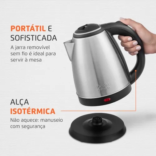 Chaleira elétrica 2 litros 1.200 watts Premium Inox - CE-06  110V