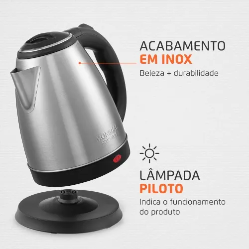 Chaleira elétrica 2 litros 1.200 watts Premium Inox - CE-06  110V