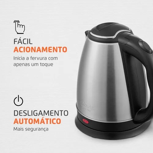 Chaleira elétrica 2 litros 1.200 watts Premium Inox - CE-06  110V