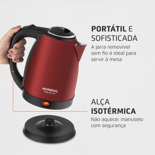 Chaleira elétrica 2 litros 1.200 watts vermelha Premium - CE-06-R  110V Chaleira elétrica 2 litros 1.200 watts vermelha Premium - CE-06-R  110V