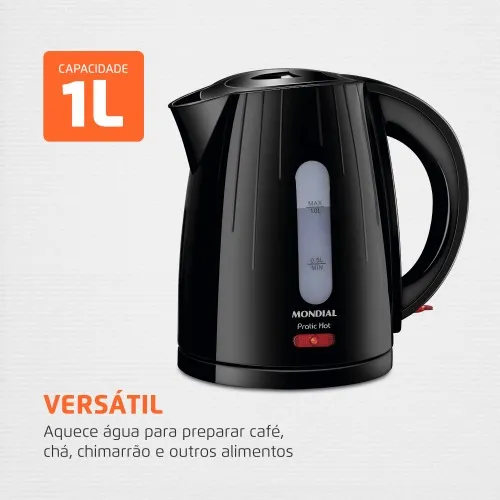 Chaleira elétrica 1 litro 1.200 watts Pratic Hot - CE-07  110V