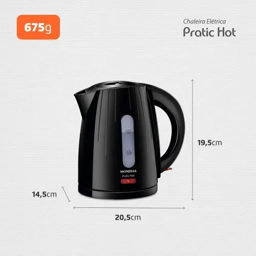 Chaleira elétrica 1 litro 1.200 watts Pratic Hot - CE-07  110V