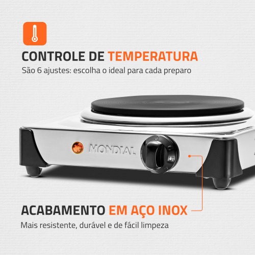Fogão elétrico de mesa 1 prato 1.000 watts - Fast Cook 110V Fogão elétrico de mesa 1 prato 1.000 watts - Fast Cook 110V