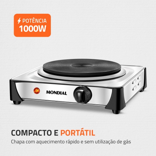 Fogão elétrico de mesa 1 prato 1.000 watts - Fast Cook  220V Fogão elétrico de mesa 1 prato 1.000 watts - Fast Cook  220V