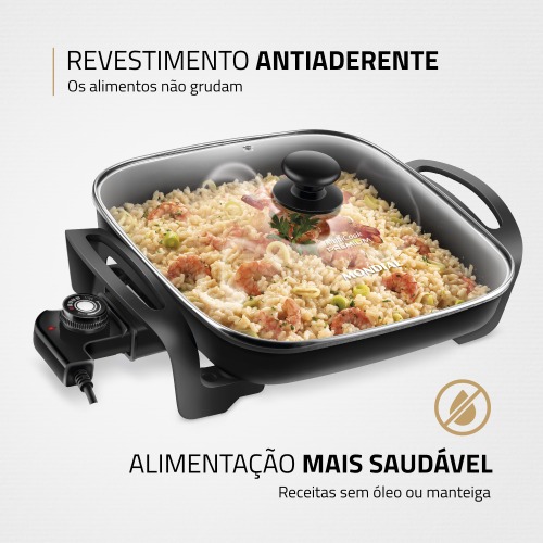 Panela eltrica quadrada 1.200 watts Quad Multicook - PE-49   110V