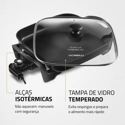 Panela elétrica quadrada 1.200 watts Quad Multicook - PE-49   110V