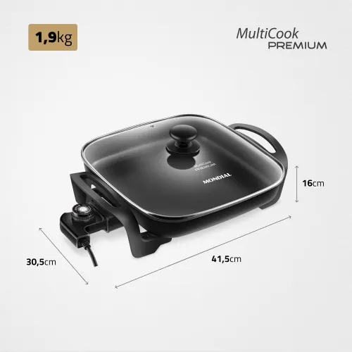 Panela elétrica quadrada 1.200 watts Quad Multicook - PE-49   110V