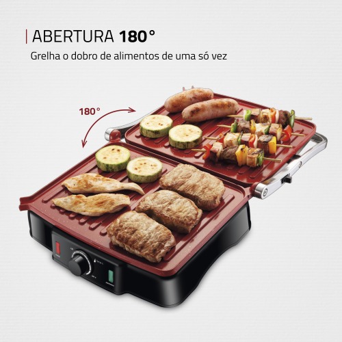 Sanduicheira Grill antiaderente 1.800 watts Press Grill Red Ceramic - PG-02 110V Sanduicheira Grill antiaderente 1.800 watts Press Grill Red Ceramic - PG-02 110V
