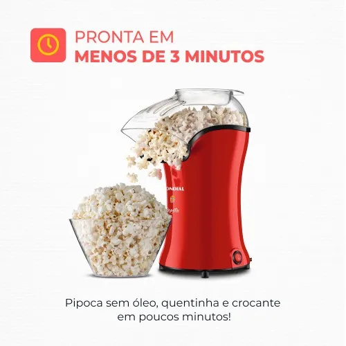 Pipoqueira elétrica com bico direcionador 1.200W vermelha Popflix - PP-03  110V