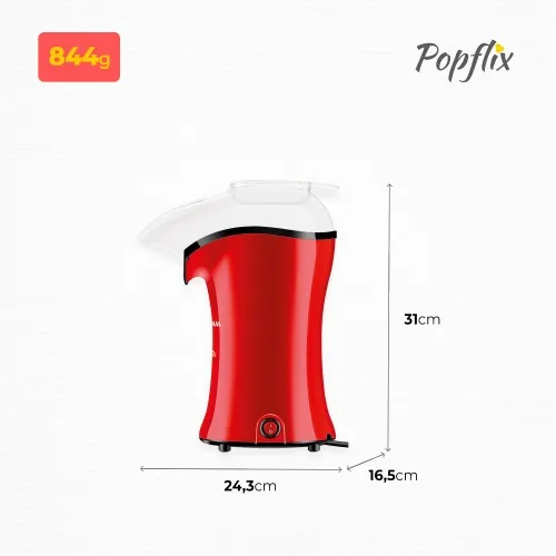 Pipoqueira elétrica com bico direcionador 1.200W vermelha Popflix - PP-03  110V