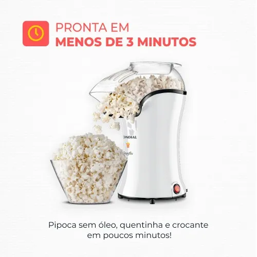 Pipoqueira elétrica com bico direcionador 1200 watts branco- PopFlix  110V