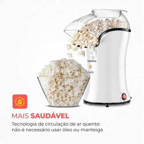 Pipoqueira elétrica com bico direcionador 1200 watts branco- PopFlix  110V