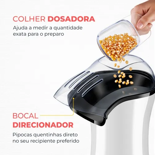 Pipoqueira elétrica com bico direcionador 1200 watts branco- PopFlix  110V