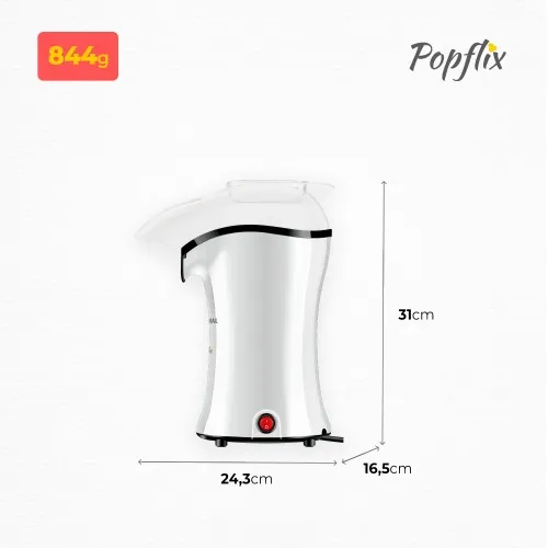 Pipoqueira elétrica com bico direcionador 1200 watts branco- PopFlix  110V