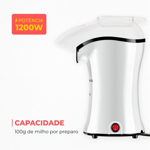 Pipoqueira el�trica com bico direcionador 1200 watts branca- PopFlix  220V
