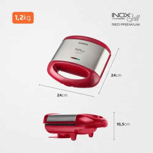 Sanduicheira Grill antiaderente 800 watts inox - S-19  110V