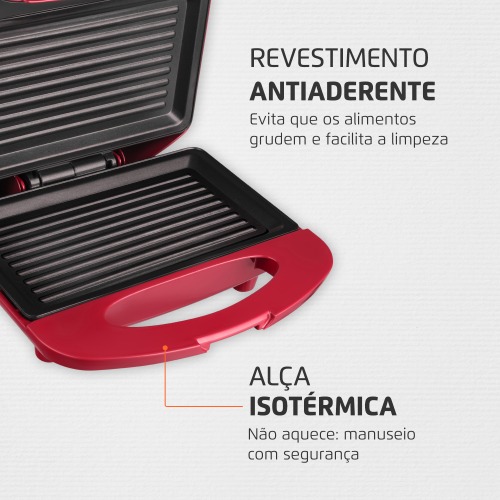 Sanduicheira Grill antiaderente 800 watts inox - S-19  220V